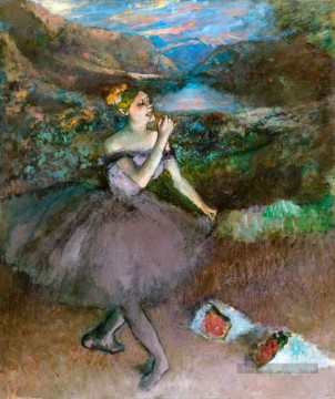 Danseur Tableaux - danseur de ballet avec bouquet Edgar Degas